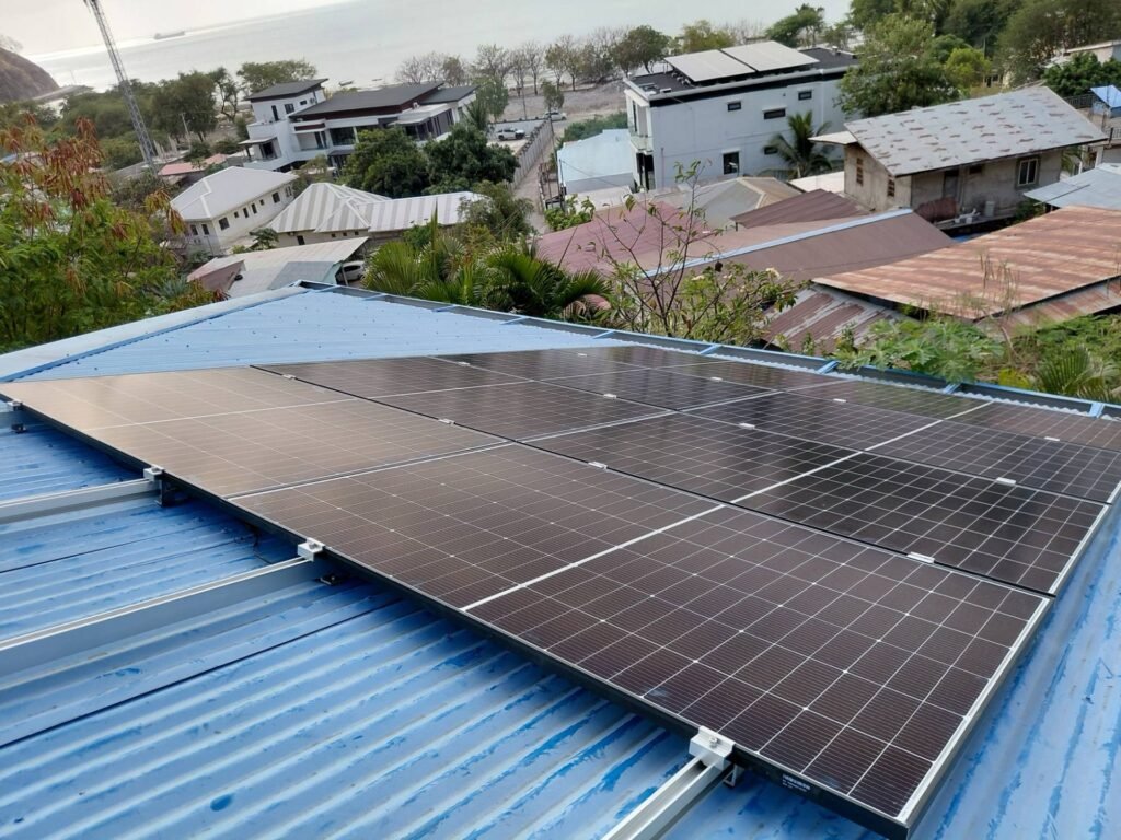 Rooftop solar array on a family home in Dili